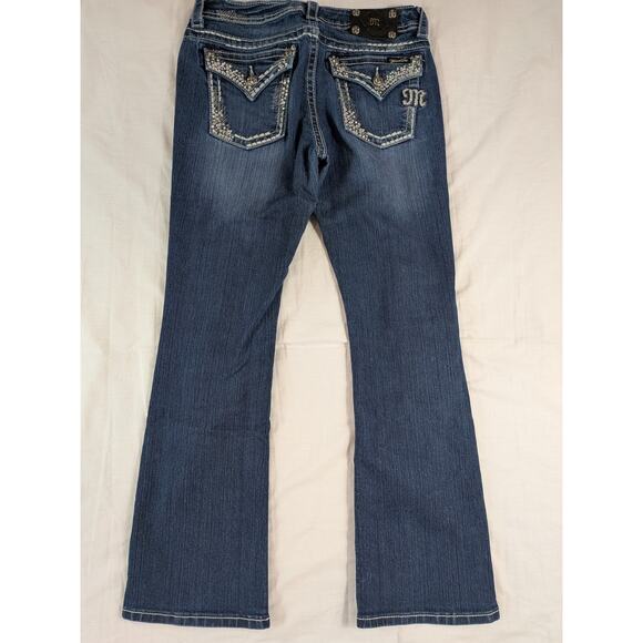 Miss Me Easy Boot Jeans 29 Embellished Flap Pocket Bling JE5759ER Actual 31x30 - Picture 4 of 10